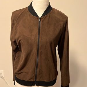 Like New d. terrell Brown Suede-like and Black Trim Jacket - size Small